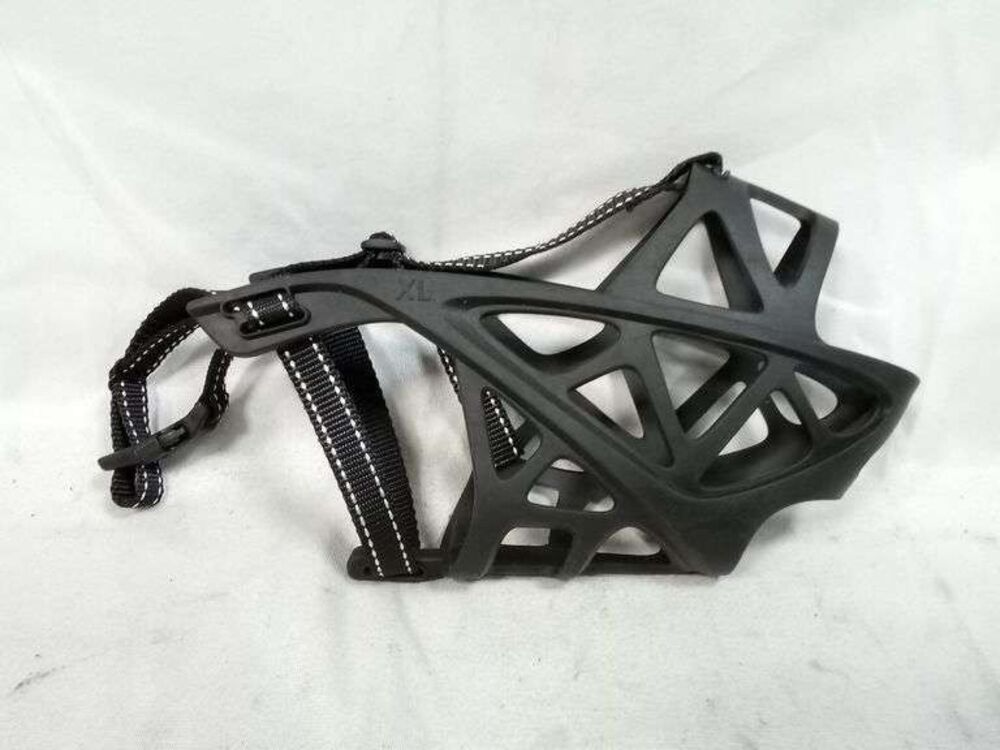 Adjustable Anti‑Bark Bite Dog Training Muzzle Black Secure Fit Plastic Nylon XL